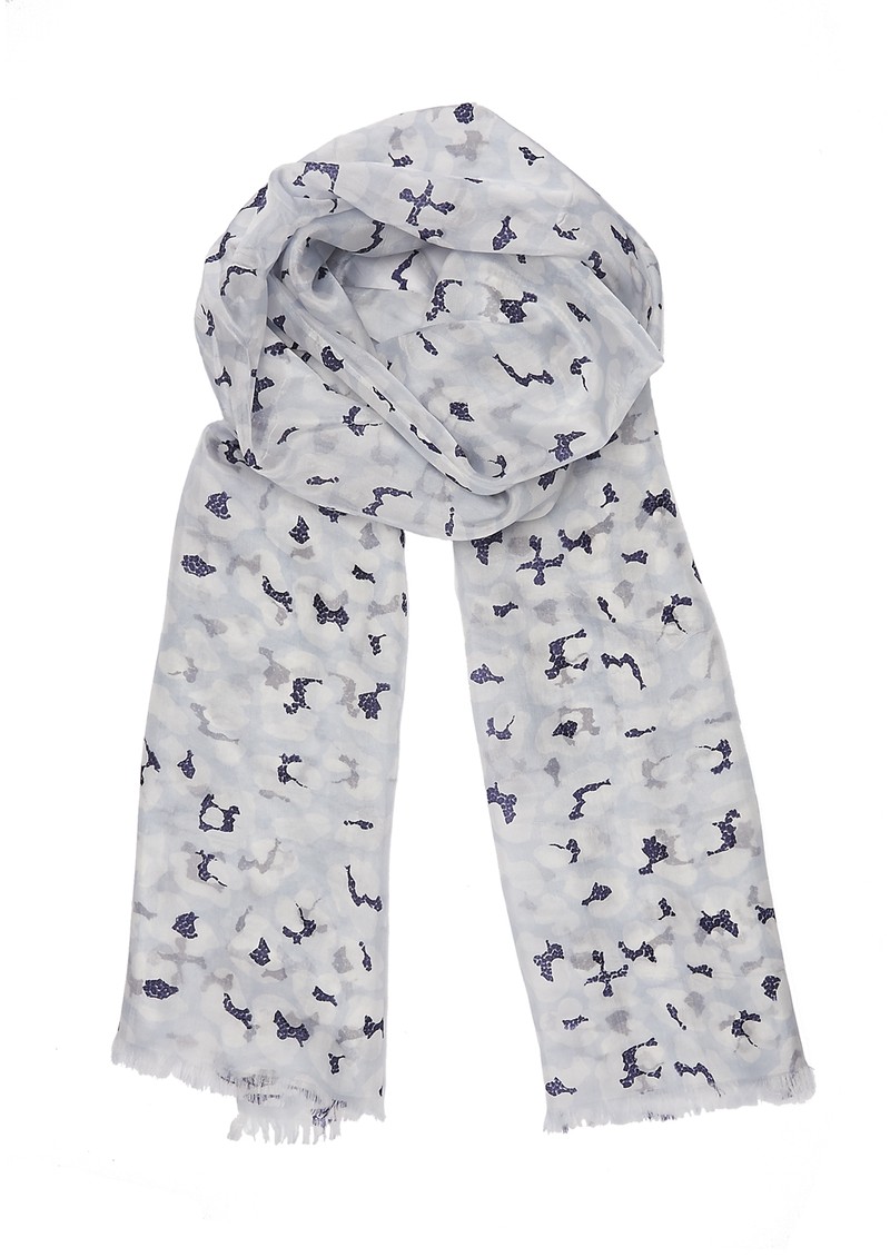 Mercy Delta Leopard Print Silk Scarf Navy